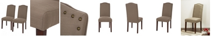 Glitzhome Tan Fabric Dining Chair with Studded Decoration Set of 2